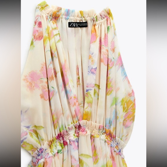 Zara flowy summer maxi dress size M medium floral - Picture 3 of 7
